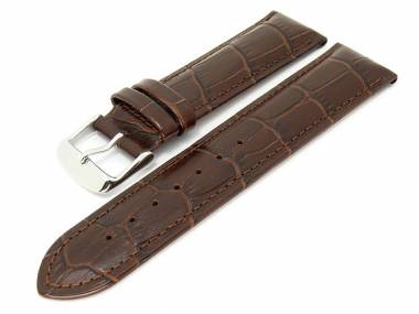 Watch band 24mm dark brown alligator grain matt robust - Bild vergr��ern 