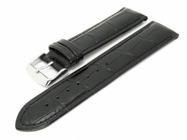 Watch band XL 24mm black alligator grain matt robust - Bild vergr��ern 