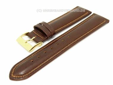 Watch band 22mm dark brown calf skin padded yoke seam - Bild vergr��ern 