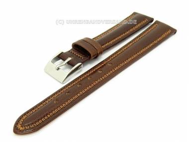 Watch band 14mm dark brown calf skin padded yoke seam - Bild vergr��ern 