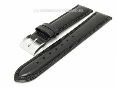Watch band 18mm black calf skin padded yoke seam - Bild vergr��ern 