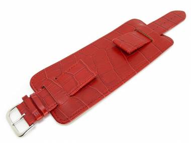 Watch band 24mm red alligator grain with leather padding extra wide - Bild vergr��ern 