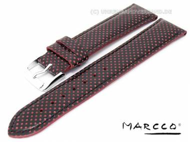 Watch band -Caddy- 18mm black/red casual punched holes golf design by Marcco - Bild vergr��ern 