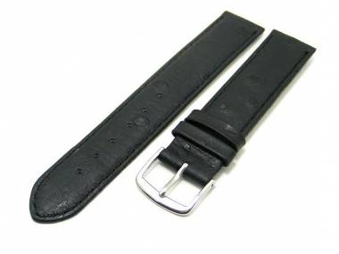 Watch band leather black 20mm ostrich grain - Bild vergr��ern 
