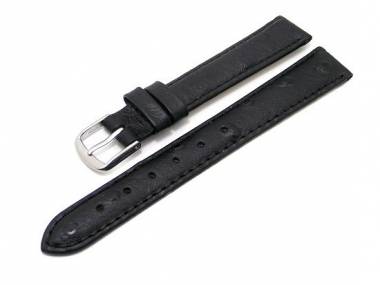 Watch band leather black grain 16mm ostrich grain - Bild vergr��ern 