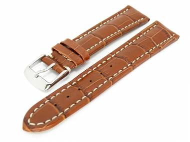 Watch band XL 20mm brown alligator light stitching (width of buckle 18 mm) - Bild vergr��ern 