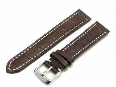 Watch band XL 20mm dark brown alligator light stitching (width of buckle 18 mm) - Bild vergr��ern 