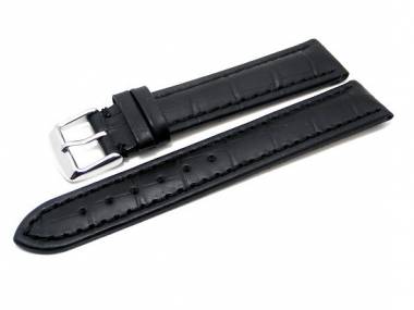 TOP: Watch band 24mm leather black alligator robust stitched (width of buckle 22 mm) - Bild vergr��ern 