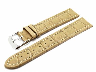 Watch band XL 22mm beige alligator light stitching (width of buckle 20 mm) - Bild vergr��ern 