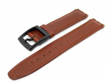 Watch band for Swatch 17mm brown smooth surface stitched - Bild vergr��ern 