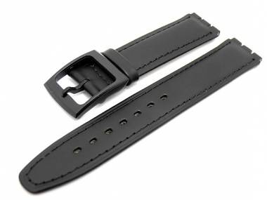 Watch band for Swatch 17mm black smooth surface stitched - Bild vergr��ern 