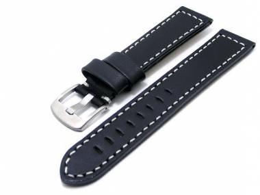 Watch band leather black Aviator style 18mm (width of buckle 18 mm) - Bild vergr��ern 