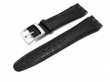 Watch band for Swatch 19mm black Croco stitched - Bild vergr��ern 