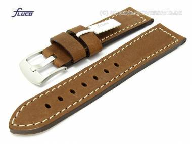 Watch band 26mm brown smooth surface light colored stitching from Fluco - Bild vergr��ern 