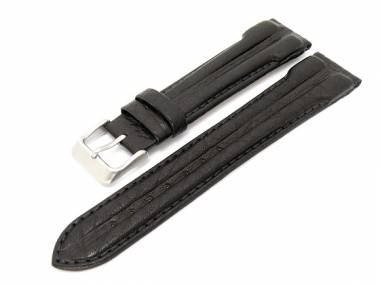 Watch band 20mm black double bulge grained - Bild vergr��ern 