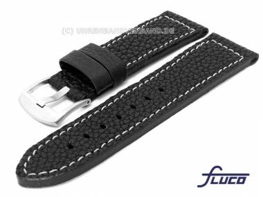 Watch band -Aviator- 24mm black natural shrunken leather from Fluco - Bild vergr��ern 