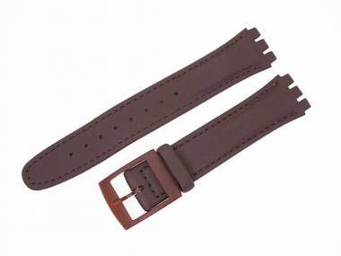 Watch band for Swatch 17mm dark brown synthetic/leather smooth surface - Bild vergr��ern 