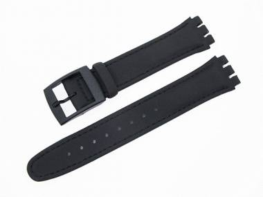 Watch band for Swatch 17mm black synthetic/leather smooth surface - Bild vergr��ern 