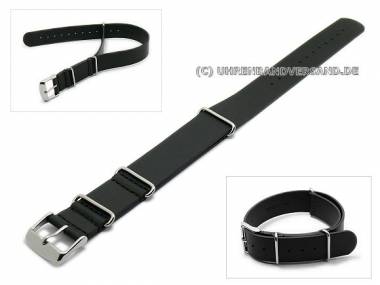 Watch band 22mm black NATO style smooth surface - Bild vergr��ern 