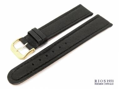 Watch band 16mm black -Soft-Pig- genuine pig leather by RIOS (width of buckle 14 mm) - Bild vergr��ern 
