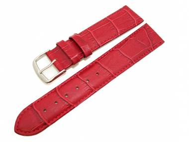 Watch band 24mm red alligator grain (width of buckle 22 mm) - Bild vergr��ern 