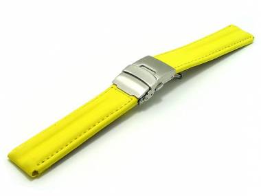Watch band 18mm yellow deployant clasp Synthetic/Leather waterproof casual design by Eichmueller - Bild vergr��ern 