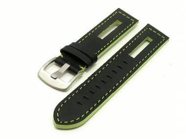 Watch band 24mm black with neon green seam - Bild vergr��ern 