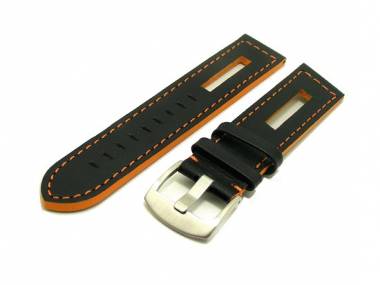 Watch band 18mm black with neon orange seam - Bild vergr��ern 