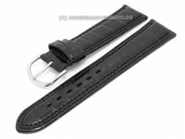 Watch band 18mm black alligator grain double stitching - Bild vergr��ern 