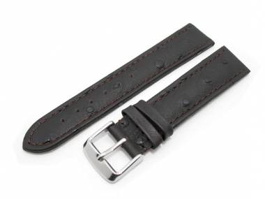 Watch band 24mm dark brown ostrich grain - Bild vergr��ern 