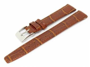 Watch band 12mm open end braun alligator grain glossy - Bild vergr��ern 