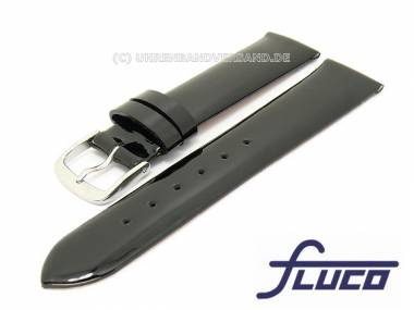 Watch strap -patent leather- 18mm black smooth surface from Fluco - Bild vergr��ern 
