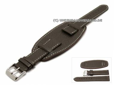 Watch band -U-Boat- 24mm dark brown grained light stitching leather pad (width of buckle 22 mm) - Bild vergr��ern 