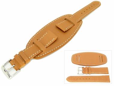 Watch band -U-Boat- 24mm light brown grained light stitching leather pad (width of buckle 22 mm) - Bild vergr��ern 