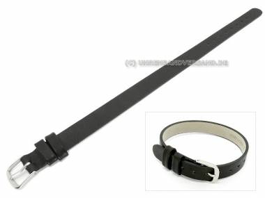 Watch band 12mm black genuine leather one-piece band (width of buckle 12 mm) - Bild vergr��ern 