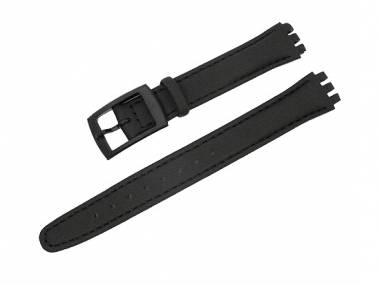 Watch band for Swatch 12mm black synthetic/leather smooth surface - Bild vergr��ern 