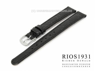 Watch strap 12mm black croco grain RIOS (width of buckle 10 mm) - Bild vergr��ern 