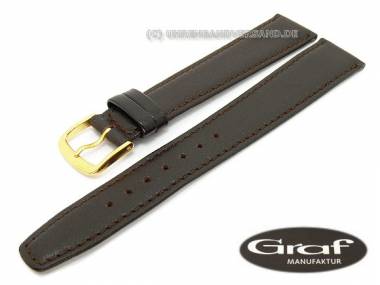 Watch band -Toledo- 19mm dark brown XL grained surface by Graf (width of buckle 16 mm) - Bild vergr��ern 