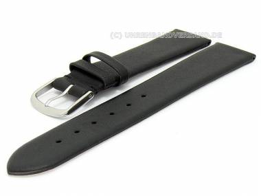Watch band leather 16mm black smooth surface without stitching (width of buckle 14 mm) - Bild vergr��ern 