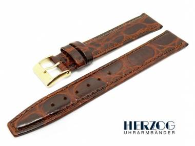 Watch band XS 18mm brown by Herzog Croco Grain - Bild vergr��ern 