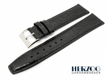 Watch band 20mm black by Herzog Croco grain - Bild vergr��ern 