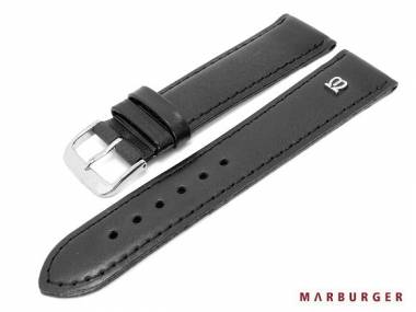 Watch band 20mm black smooth surface with silver Logo original Marburger - Bild vergr��ern 