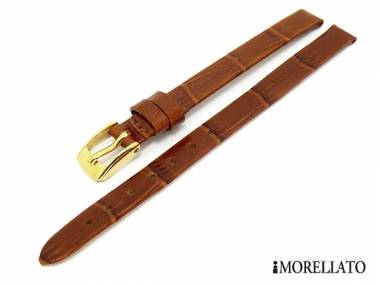 Watch strap 10mm brown -Thin Alligator Calf- alligator grain without stitching by MORELLATO - Bild vergr��ern 