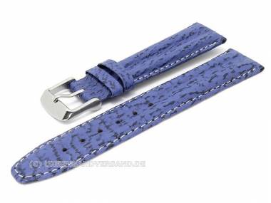 Watch band 20mm blue genuine shark light stitching by MEYHOFER (width of buckle 18 mm) - Bild vergr��ern 