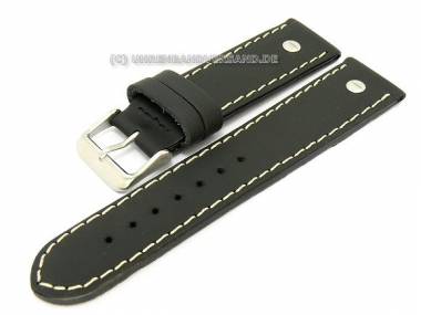 Watch strap 28mm black Birkenstock -Chrono Matt- smooth surface with adornment screw - Bild vergr��ern 