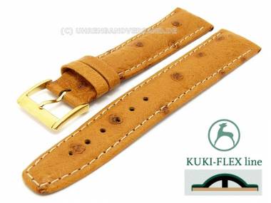 Watch strap 24mm light brown Ostrich with Kuki Flex-Patent stitched KUKI (width of buckle 20 mm) - Bild vergr��ern 
