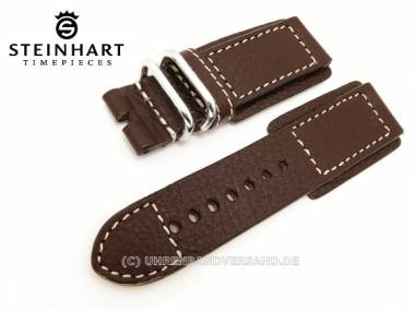 Watch strap STEINHART 24mm dark brown juchten leather light colored stitched (width of buckle 24 mm) - Bild vergr��ern 
