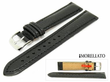 Watch strap 16mm black -Cuoio Crystal- grained surface soft slightly glossy by MORELLATO - Bild vergr��ern 