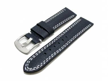 Watch band 18mm leather dark blue Adventure Style (width of buckle 18 mm) - Bild vergr��ern 