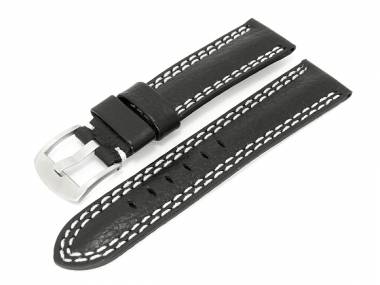 Watch band 22mm leather black adventure style (width of buckle 20 mm) - Bild vergr��ern 